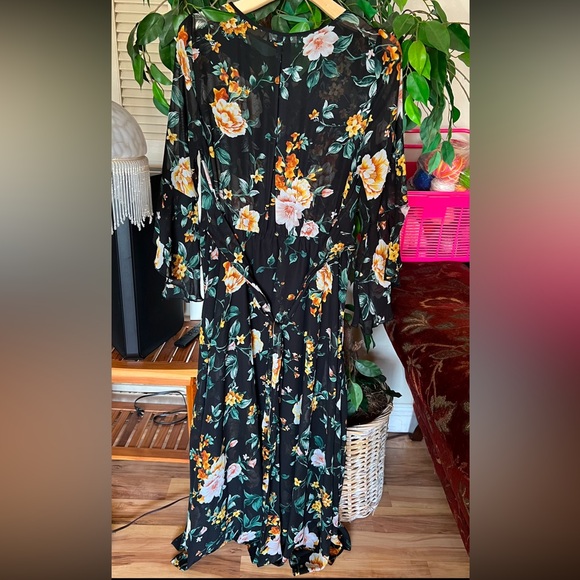 Yellow and Orange Long Sleeve Bishop Sundress - Picture 4 of 4